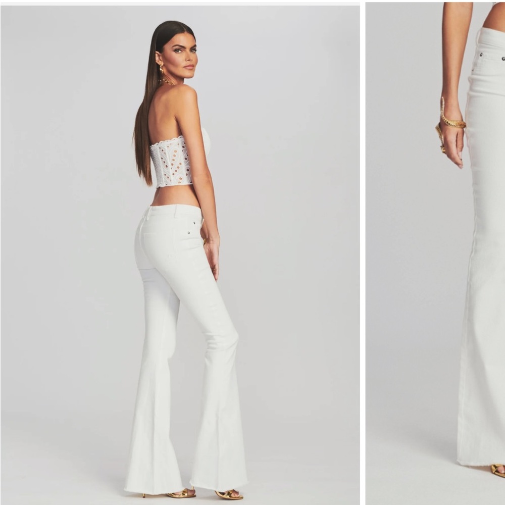 • Ser.O.Ya • Women’s DEMI MID RISE FLARE JEAN White Raw Hem 28